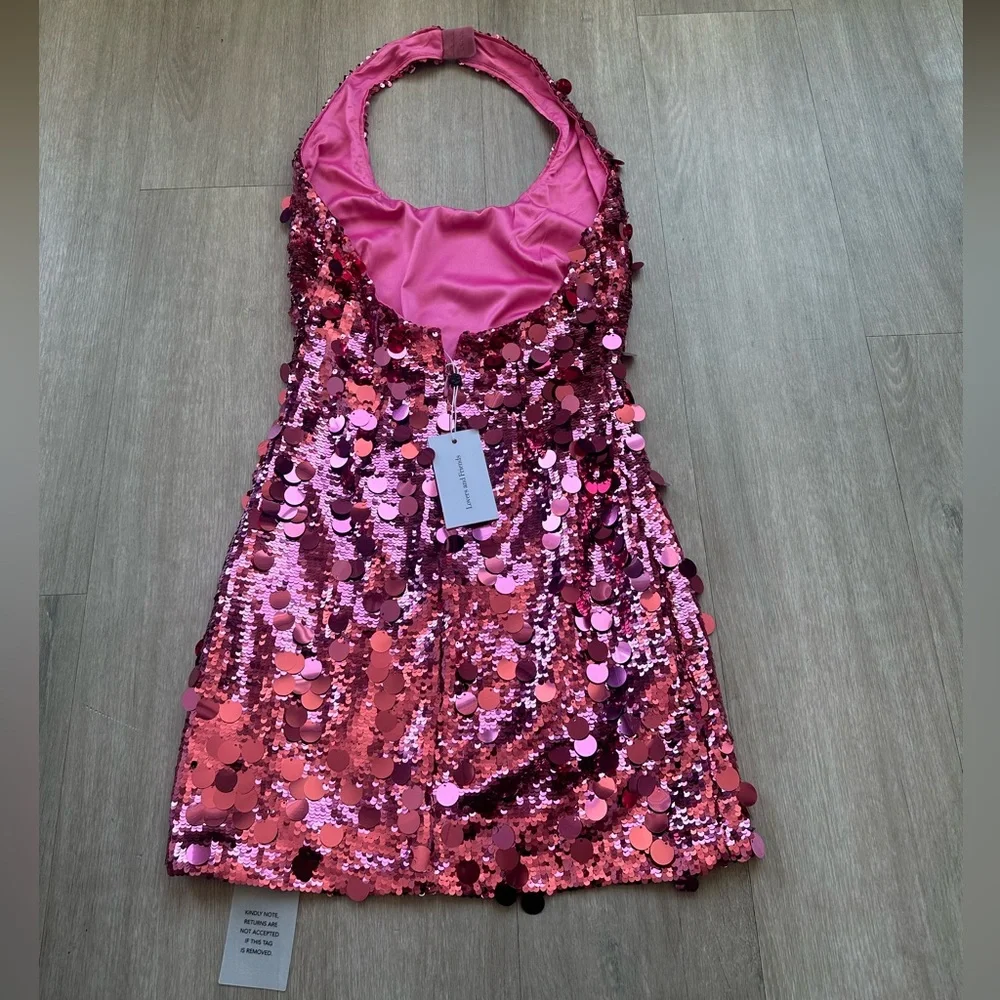 Lovers + Friends Mia Embellished Mini Dress in Hot Pink Sequin - Picture 6 of 7